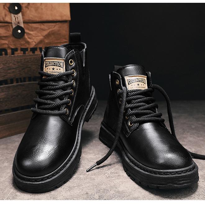 (Livraison gratuite)Bottes à lacets zippées vintage pour hommes