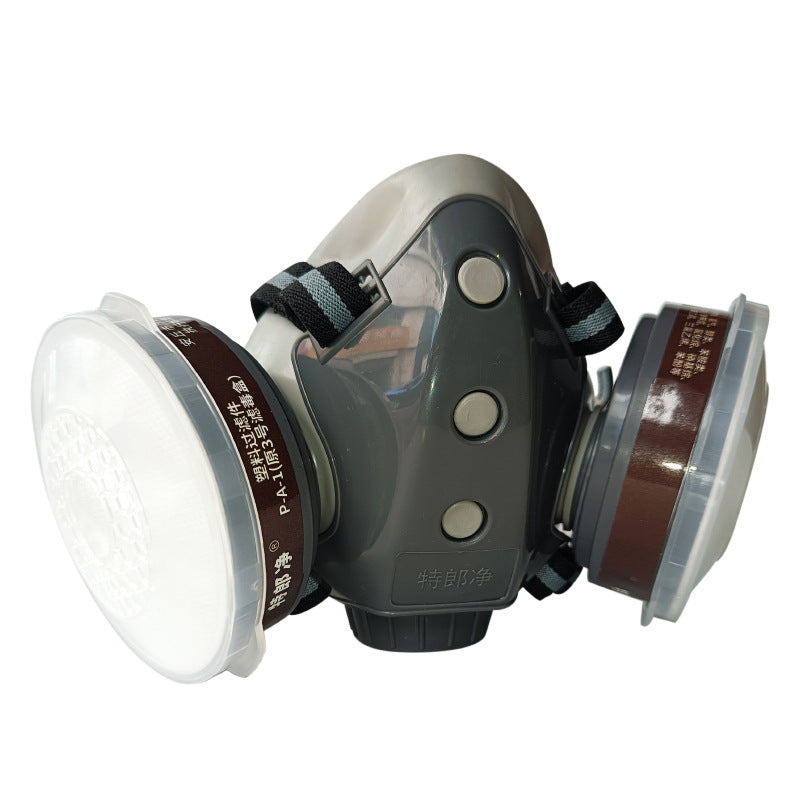 Masque à Gaz Double Filtre au Charbon Actif – Protection Anti-Poussière & Gaz Toxiques, Joint Étanche & Lunettes Incluses 🔥🛡️