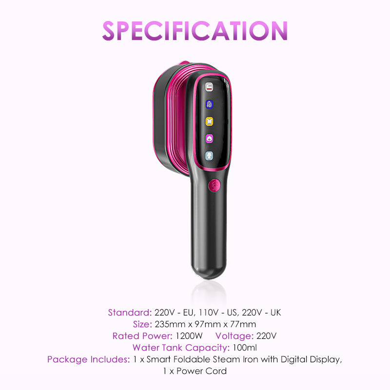 🎐✨50% DE RÉDUCTION !🎑🎐 Fer à vapeur pliable intelligent avec affichage numérique