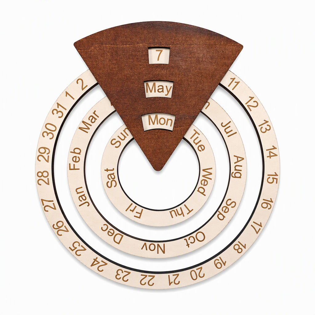 📢📢50 % DE RÉDUCTION !! ⏰ Calendrier perpétuel circulaire en bois rotatif