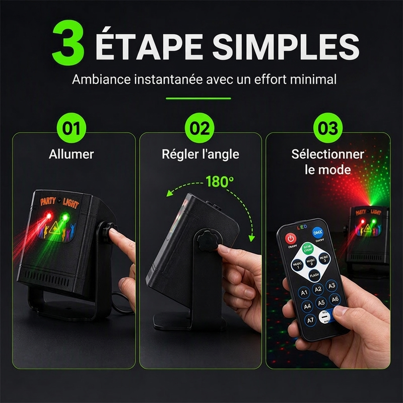 🔥-50% DE RÉDUCTION✨Lumière laser de soirée rechargeable🔋Avec télécommande, effets lumineux pour fêtes et soirées