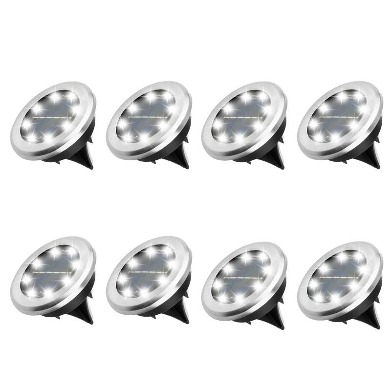 Lampe solaire d'extérieur en acier inoxydable avec 8 LED
