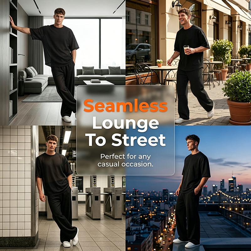🍂Ensemble 2 pièces pour homme : t-shirt et pantalon à jambes larges🔥