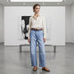 Jean droit court à taille haute pour femme