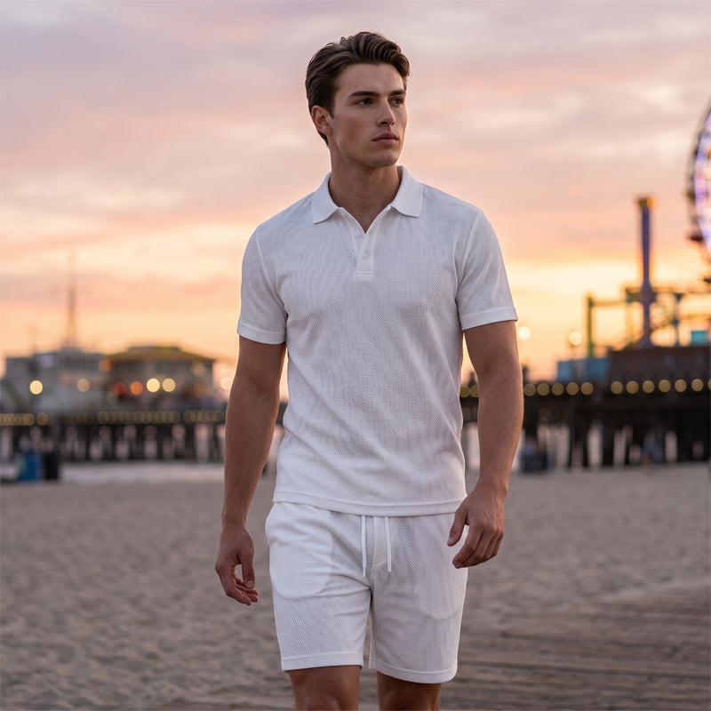 Ensemble d'été deux pièces pour homme, composé d'un polo et d'un short