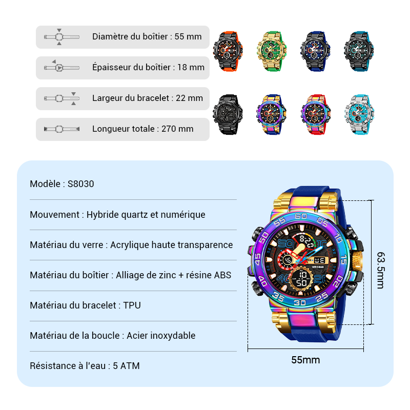 🔥VENTE LIMITÉE 50 % DE RÉDUCTION🔥Montre digitale multifonctionnelle LED étanche