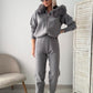 Ensemble sweat à capuche zippé et pantalon de jogging à col en peluche pour femme