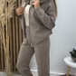 Ensemble sweat à capuche zippé et pantalon de jogging à col en peluche pour femme