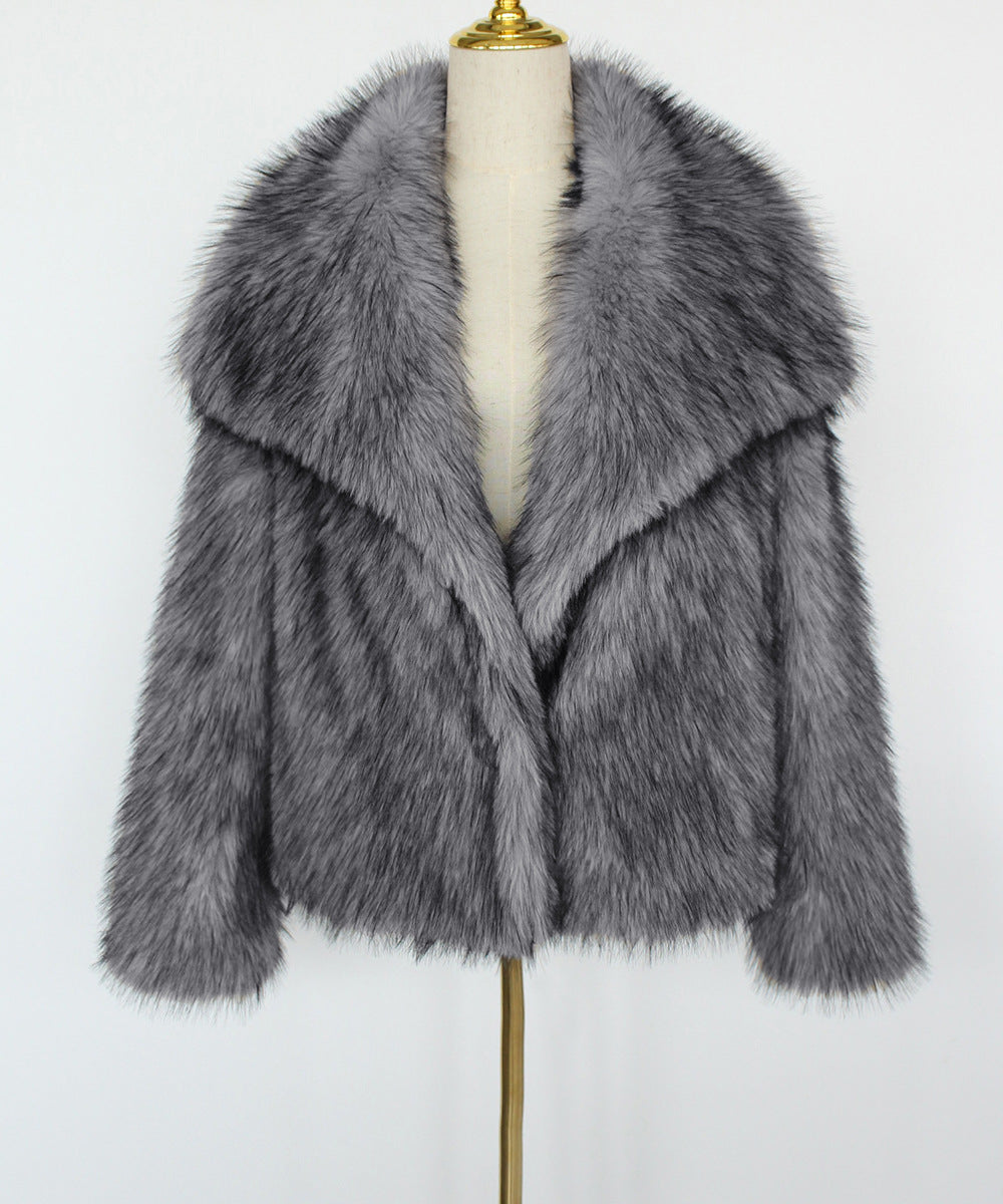 Manteau court en fausse fourrure pour femme, veste d'hiver ample et chaude