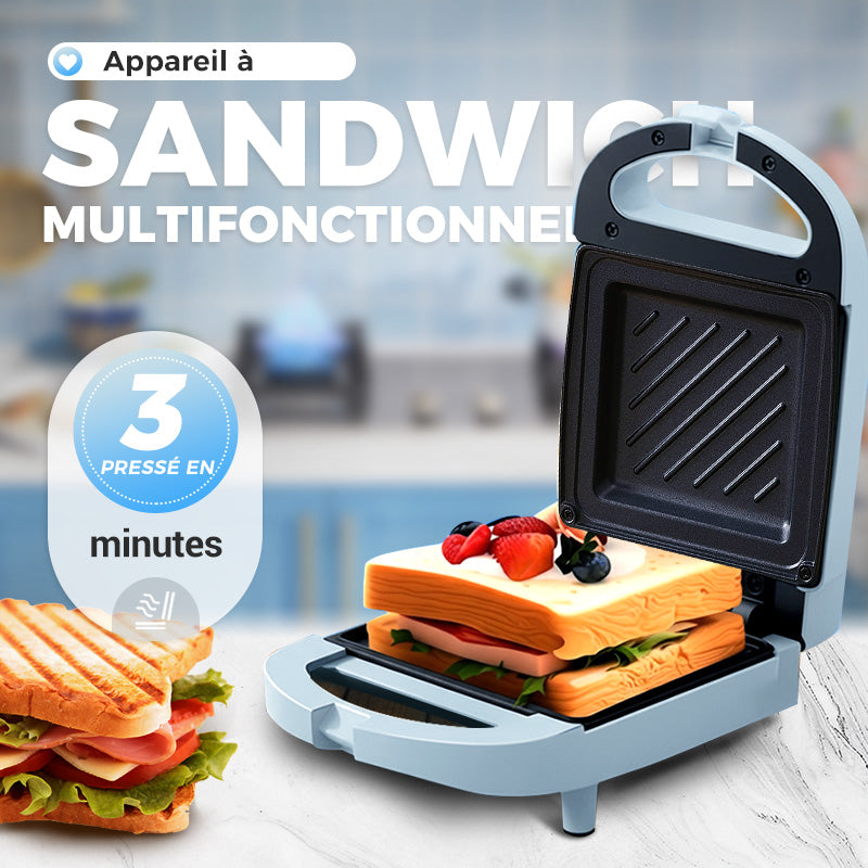 🔥 50% OFF INSTANTANÉ ! 🥪 Machine à Sandwich Multifonction - Chauffage Rapide, Design Compact Bleu/Blanc pour Cuisine et Bureau 💙⚡