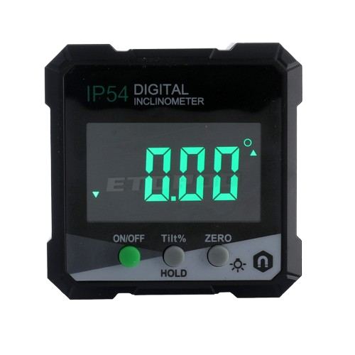 Inclinomètre numérique magnétique rechargeable à 360° avec double laser – Pour menuiserie et engins de chantier – Modes absolu et relatif – Écran clair – Commandes simples