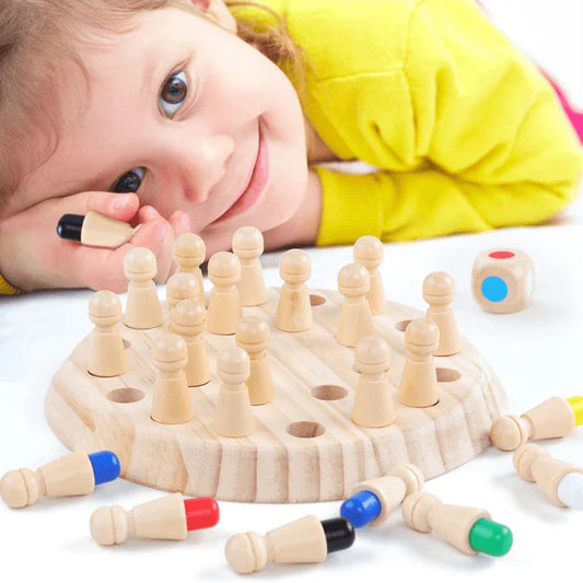 📢🔥 50 %  DE RÉDUCTION !! ✨Cadeaux pour enfants🎁Jeu d'échecs en bois Memory Match Stick