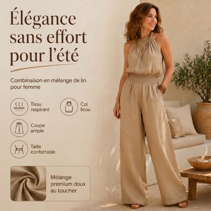 Combinaison élégante à dos nu et col licou pour femme