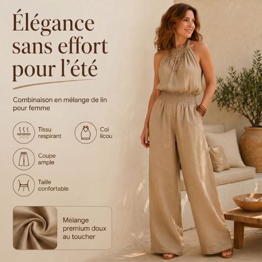 Combinaison élégante à dos nu et col licou pour femme