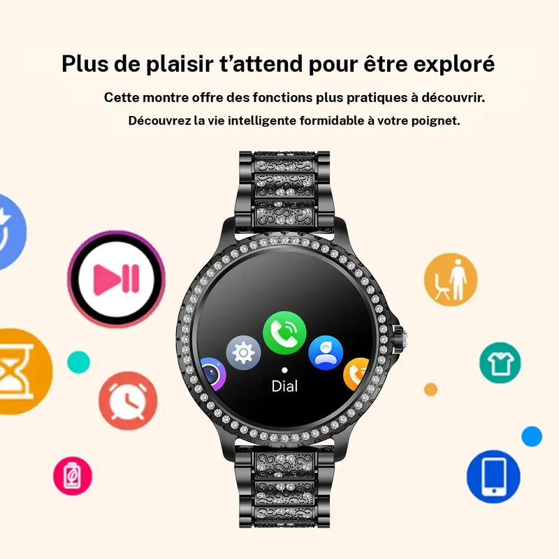 Montre connectée tendance pour femmes, montre numérique à grand écran HD de 1,32 pouces