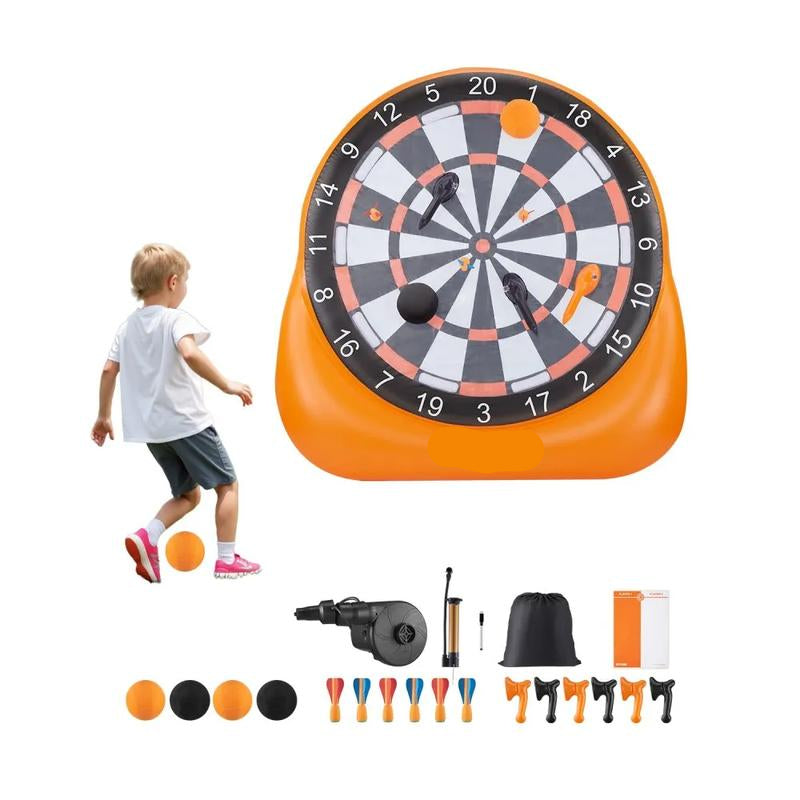 Cible de fléchettes gonflable en forme de ballon de football, cible géante, livrée avec 2 ballons de football et une pompe à air, s'installe en 3 minutes, idéale pour les grands jeux dans le jardin