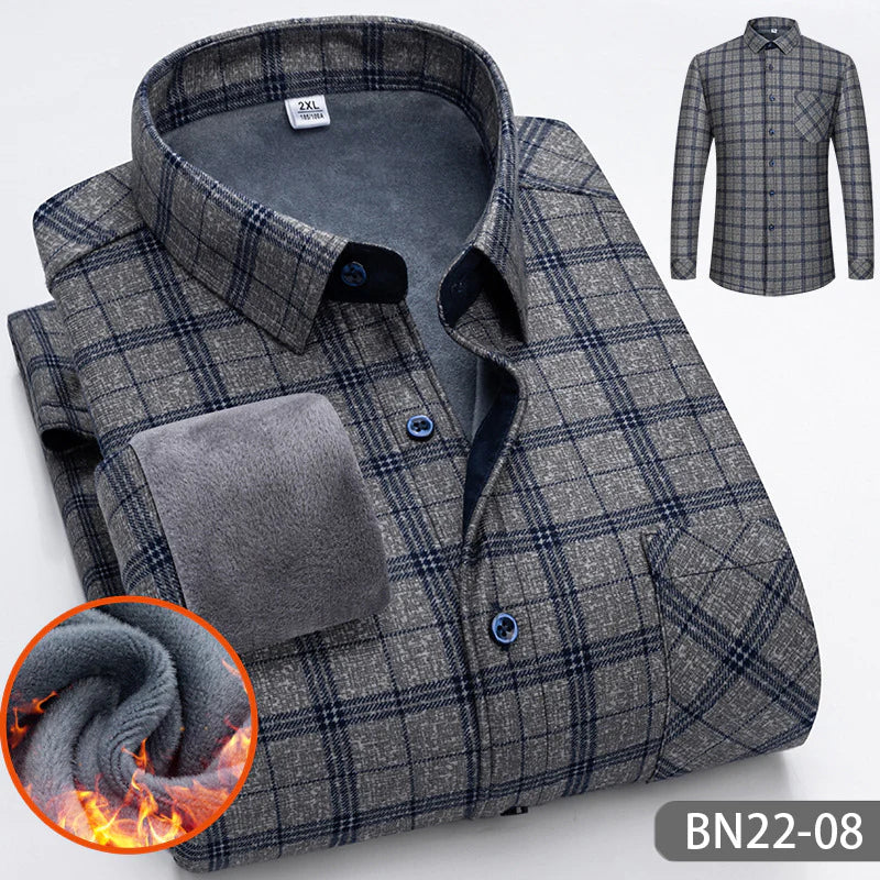 Chemise à rayures d'hiver d'automne en épaissis pour les hommes