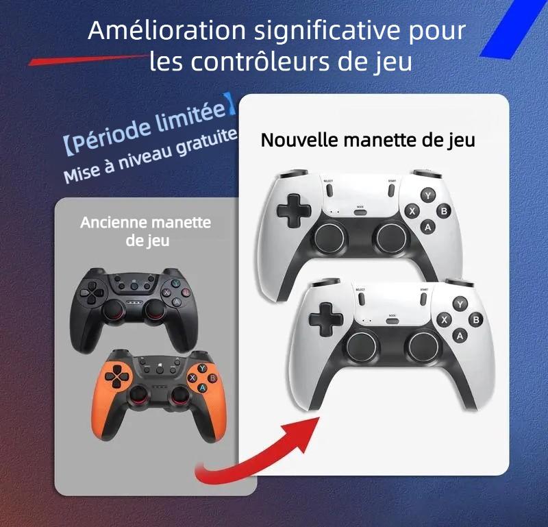 Plus de 40 000 jeux disponibles. Toute nouvelle console de jeux rétro M15. Compatible avec la connexion HDMI 4K. Manettes plug‑and‑play pour jouer sur télévision. Équipée de manettes sans fil 2,4 GHz améliorées.