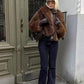 Manteau court en fausse fourrure pour femme, veste d'hiver ample et chaude
