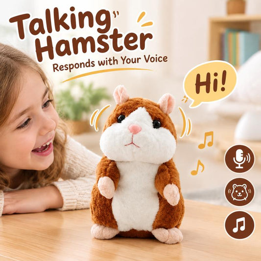 📢 50% de Réduction – Peluche Hamster Interactif Parlant 15cm, Répétition Vocale Rigolote et Hochement de Tête en Peluche Douce