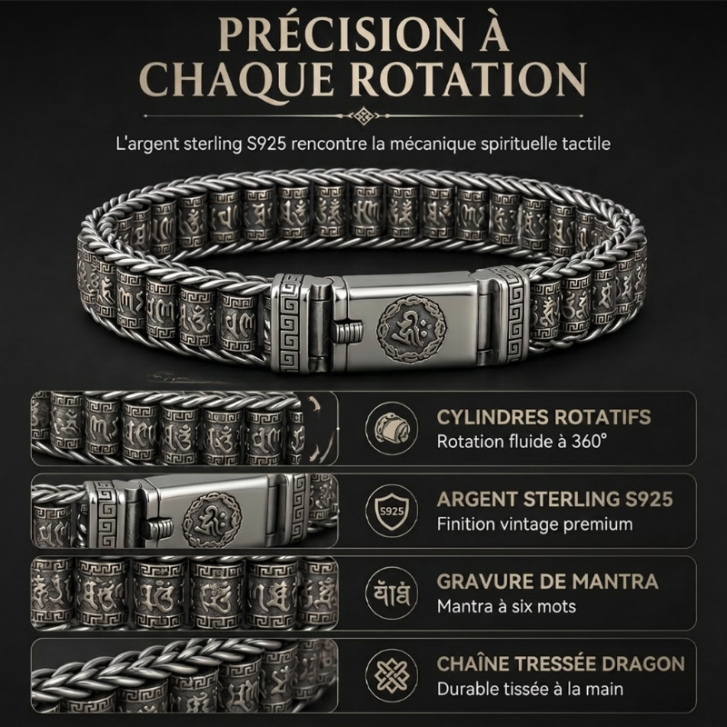 💎 50% DE RÉDUCTION ! 💎 Bracelet Roue de Prière Tibétaine – Argent 925, Porte-Bonheur & Cadeau Saint-Valentin