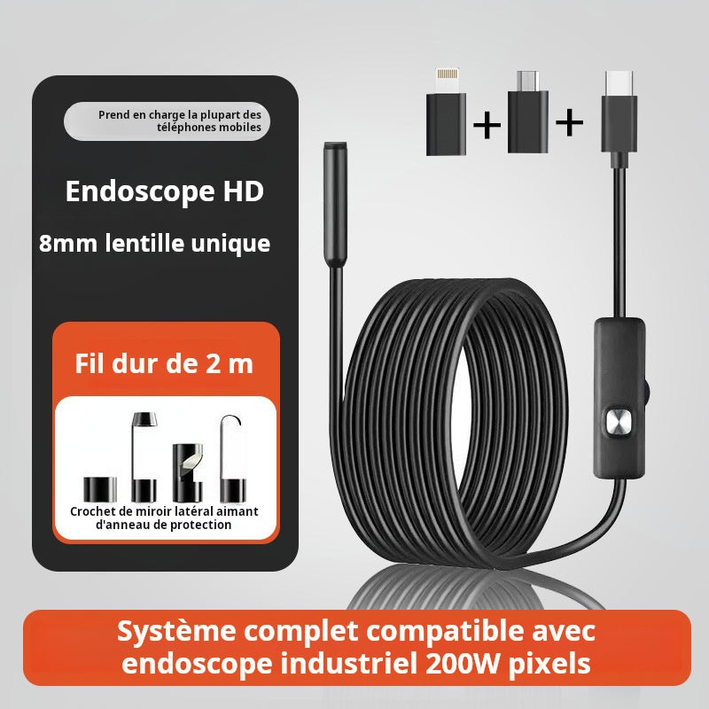 Endoscope étanche haute définition à connexion directe pour téléphones mobiles et ordinateurs