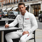 Ensemble pantalon et veste zippée imprimée décontractée pour homme