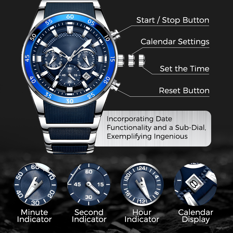 💎Montre à quartz multifonction de luxe pour homme