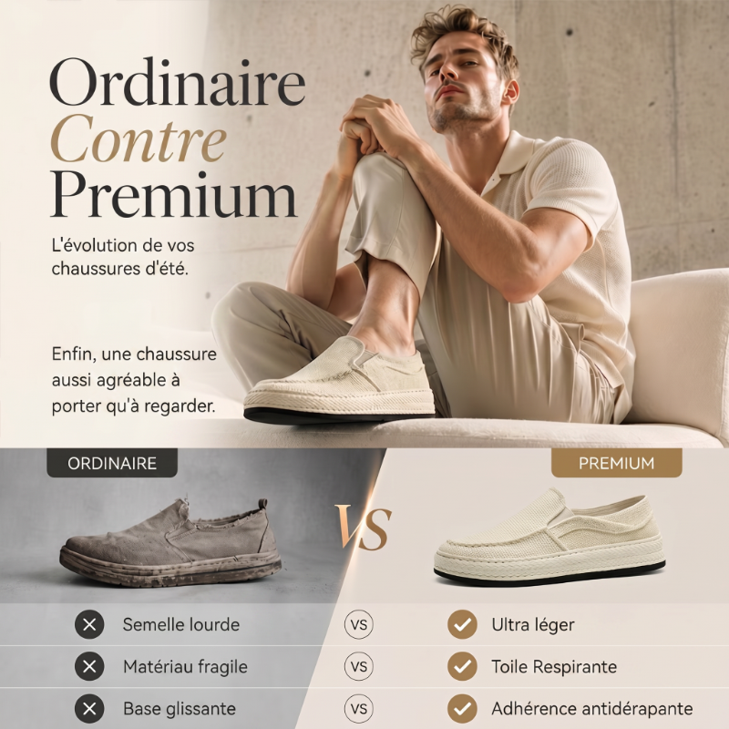 Chaussures slip-on décontractées en toile pour homme