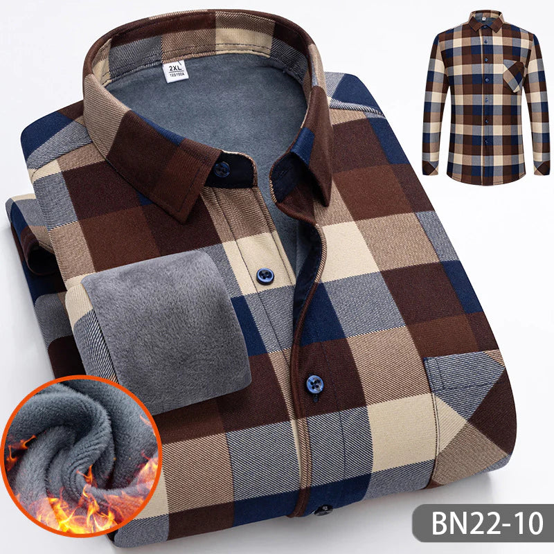 Chemise à rayures d'hiver d'automne en épaissis pour les hommes