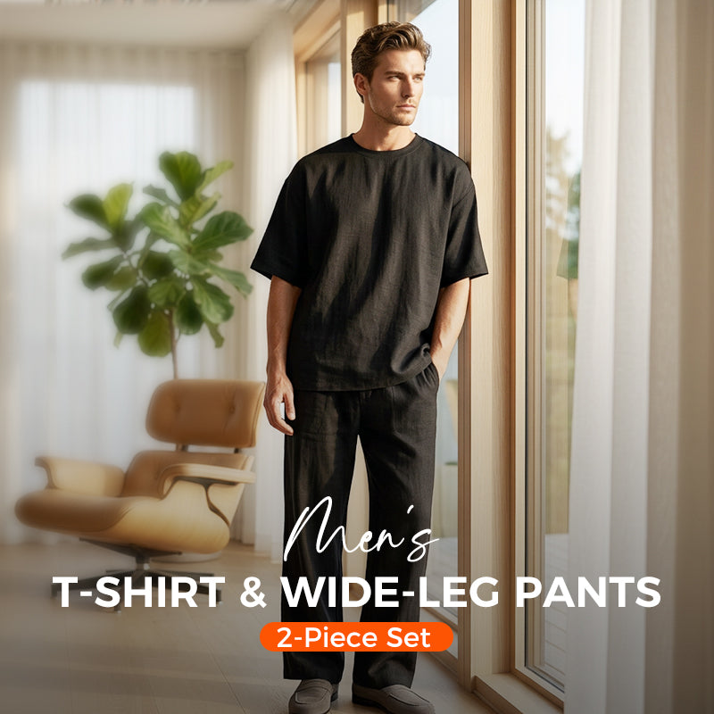 🍂Ensemble 2 pièces pour homme : t-shirt et pantalon à jambes larges🔥