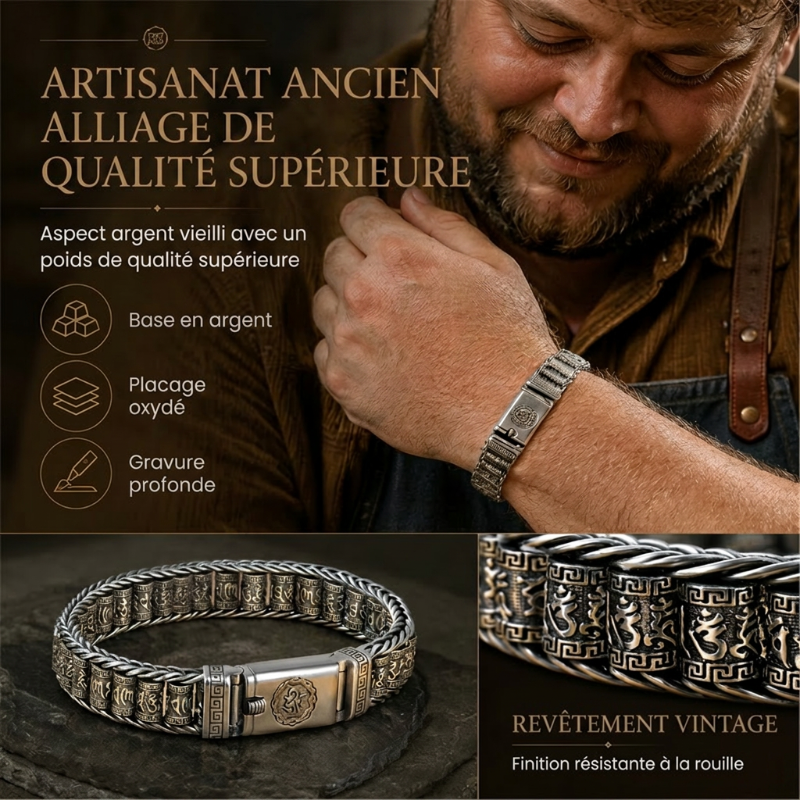 💎 50% DE RÉDUCTION ! 💎 Bracelet Roue de Prière Tibétaine – Argent 925, Porte-Bonheur & Cadeau Saint-Valentin