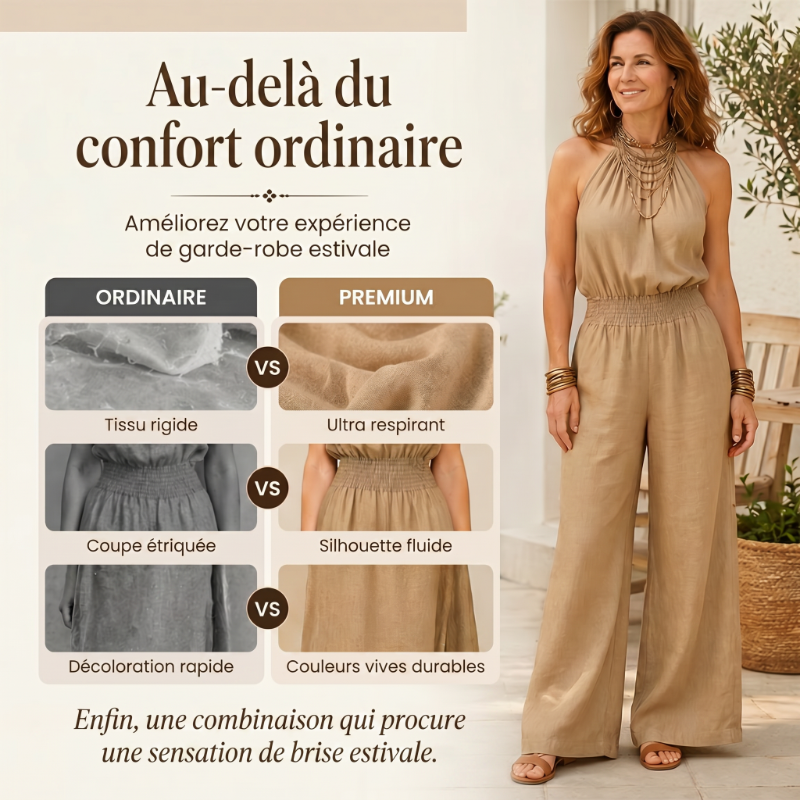 Combinaison élégante à dos nu et col licou pour femme