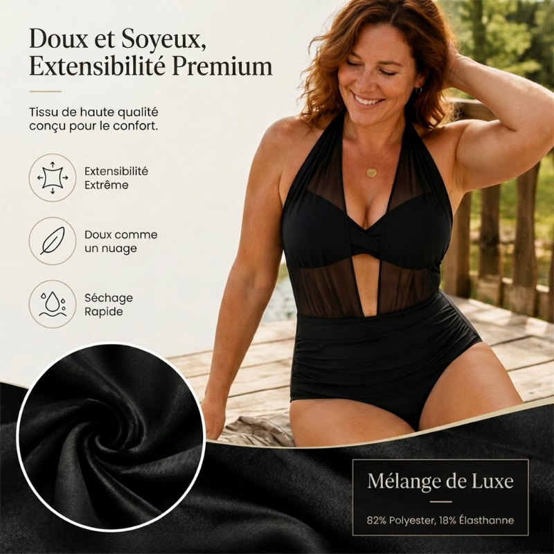 Maillot de bain pour femme avec haut dos nu et effet amincissant au niveau du ventre