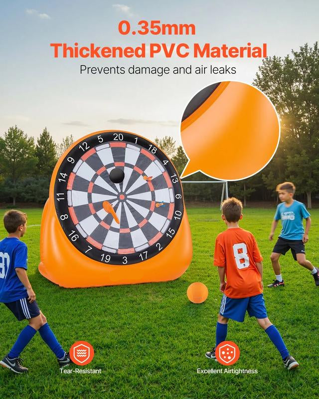 Cible de fléchettes gonflable en forme de ballon de football, cible géante, livrée avec 2 ballons de football et une pompe à air, s'installe en 3 minutes, idéale pour les grands jeux dans le jardin