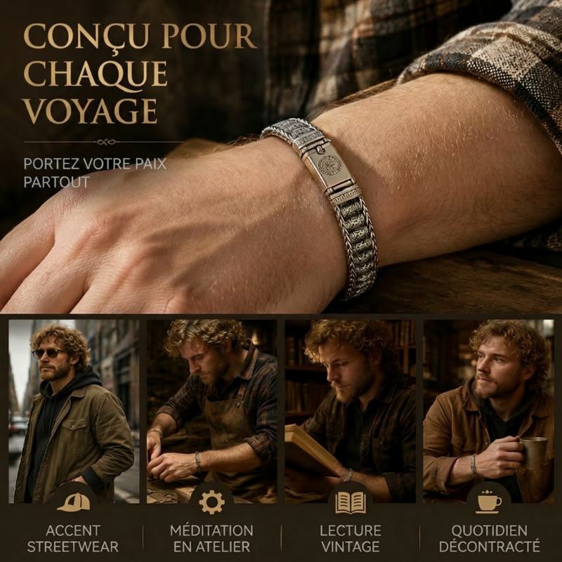 💎 50% DE RÉDUCTION ! 💎 Bracelet Roue de Prière Tibétaine – Argent 925, Porte-Bonheur & Cadeau Saint-Valentin