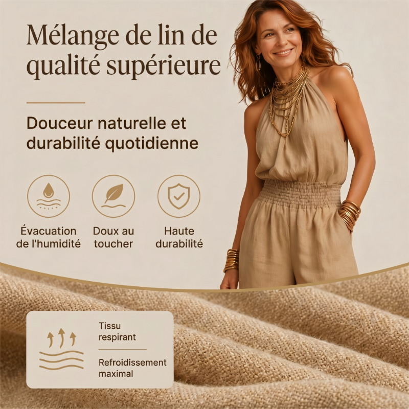 Combinaison élégante à dos nu et col licou pour femme