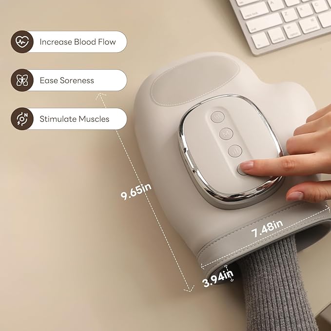 Appareil de massage portable pour les mains avec chaleur et compression