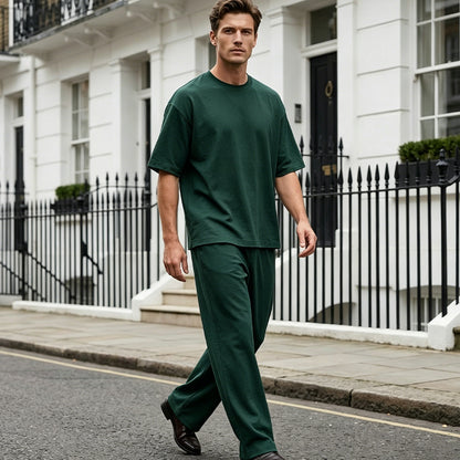 🍂Ensemble 2 pièces pour homme : t-shirt et pantalon à jambes larges🔥