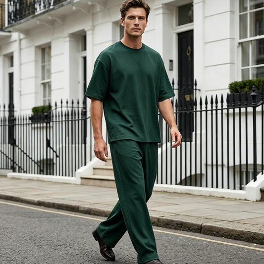 🍂Ensemble 2 pièces pour homme : t-shirt et pantalon à jambes larges🔥