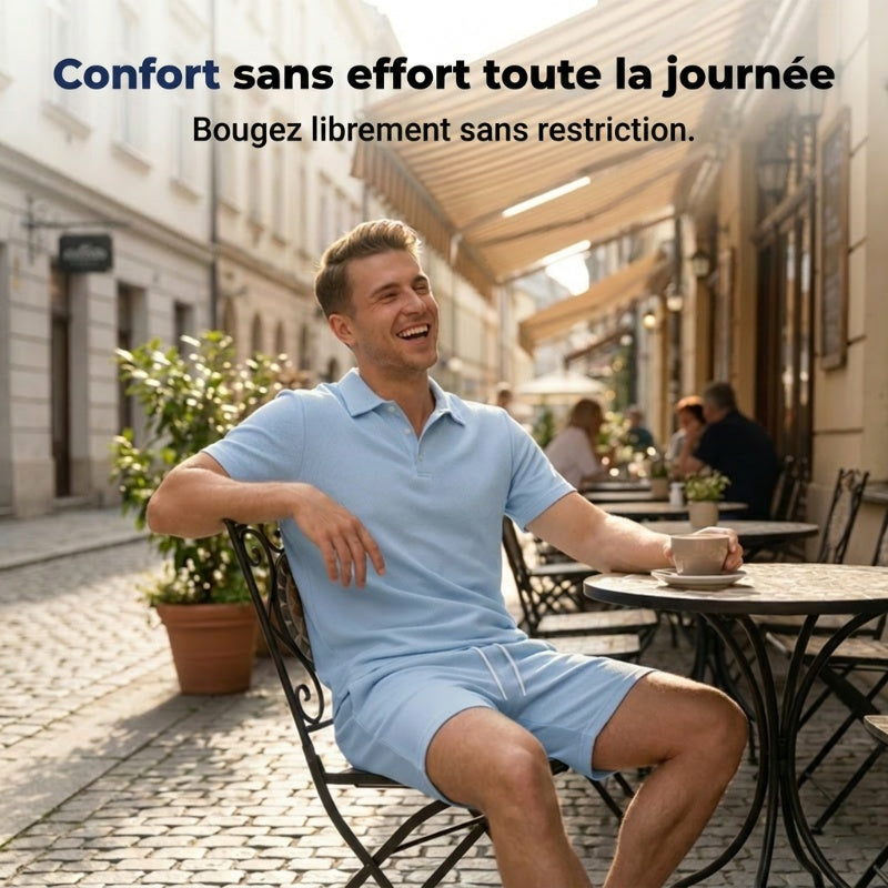 Ensemble d'été deux pièces pour homme, composé d'un polo et d'un short