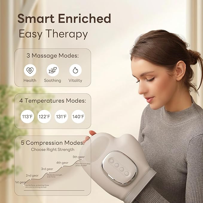 Appareil de massage portable pour les mains avec chaleur et compression