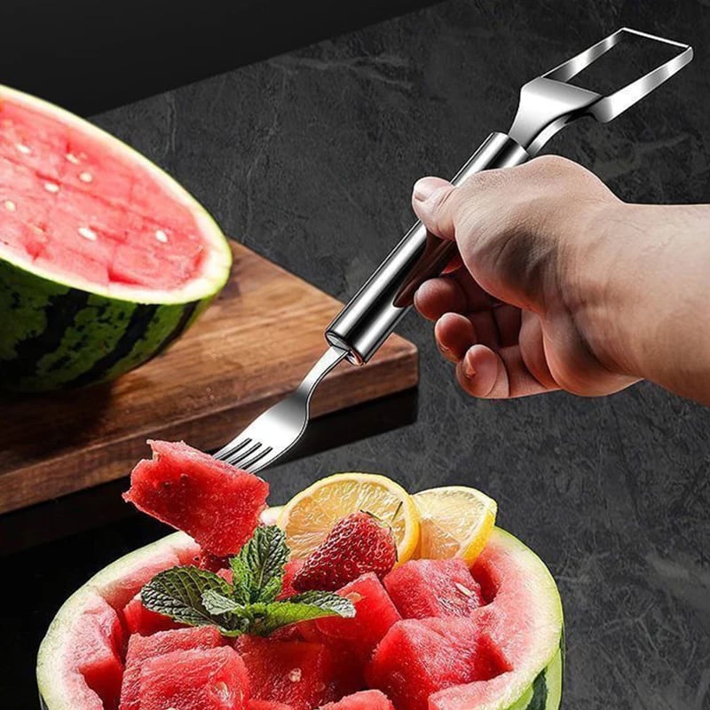 💥OFFRE EXCEPTIONNELLE : 1 + 1 gratuit🔥🍉 Préparez vos fruits sans effort✨ Coupe-fruits et fourchette 2-en-1 – pour servir des fruits rapidement et facilement ! 🍓