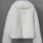 Manteau court en fausse fourrure pour femme, veste d'hiver ample et chaude
