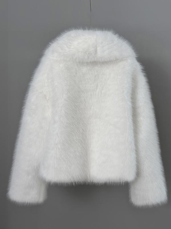 Manteau court en fausse fourrure pour femme, veste d'hiver ample et chaude