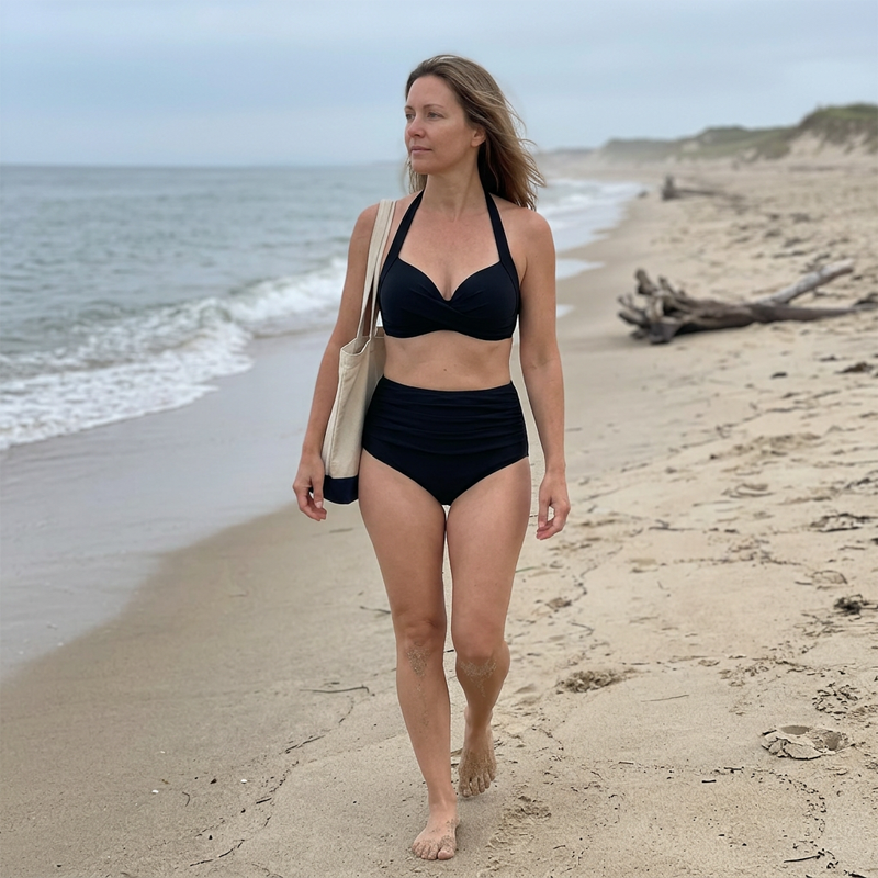 Maillot de bain pour femme avec haut dos nu et effet amincissant au niveau du ventre