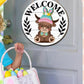 🐇 Soldes de Pâques : 50 % DE RÉDUCTION !! 💥 Panneau « Highland Cow » Panneau de bienvenue interchangeable avec aimant Chapeaux amovibles Adorables bovins à suspendre