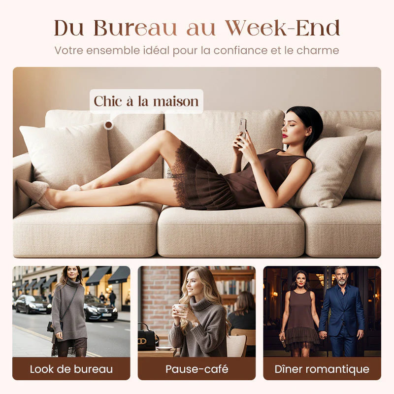 ❄️ Soldes d'hiver - 49 % de réduction 👗 Ensemble mini-robe et pull à col roulé pour femme