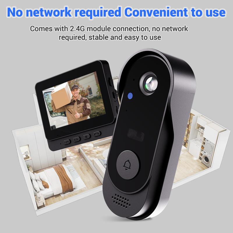 Caméra sans fil pour sonnette : 1080P, angle de 170°, écran 4,3 pouces, étanchéité IPX65 pour l'extérieur, vision nocturne