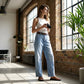 Jean droit court à taille haute pour femme